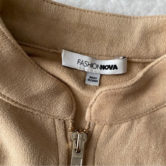 Fashion Nova Faux Suede Lace Up Sleeve Cropped Waist Jacket - Picture 4 of 10